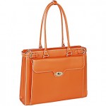 an orange handbag with a handle