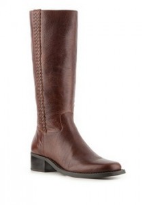 a brown boot with a heel
