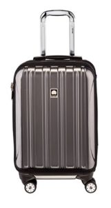 a grey suitcase with handle
