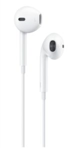 a close up of a white earbuds