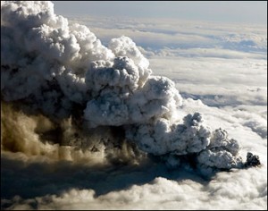 a cloud of smoke from a volcano