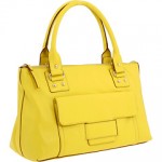 a yellow purse on a white background