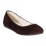 a brown flat shoe with fur lining