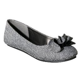 a grey and black flat shoe