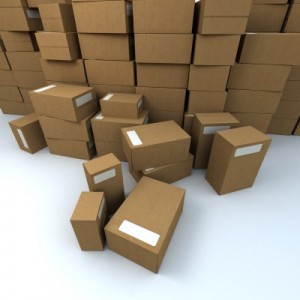 a group of brown boxes
