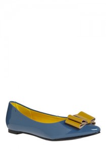 a blue and yellow shoe