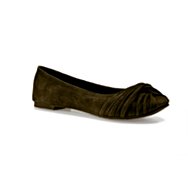 a brown flat shoe with a pointed toe