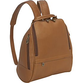 a brown backpack with a strap