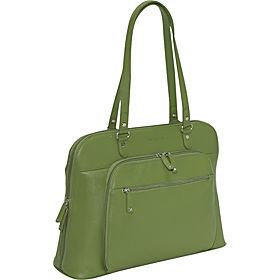 a green purse with a long handle