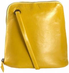 a yellow purse with a strap