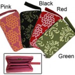 several different colored purses