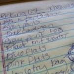 close-up of a list of things