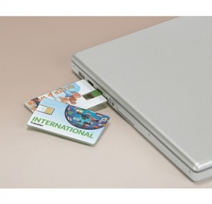 a laptop with cards and a usb port