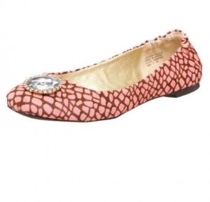 a pink and brown flat shoe