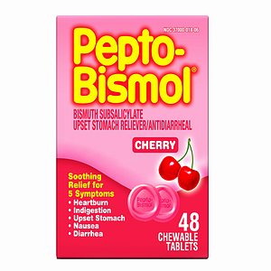 a box of cherry flavored tablets