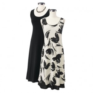 a black and white dress on mannequins