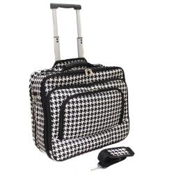 a black and white suitcase with handle