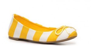 a yellow and white striped shoe