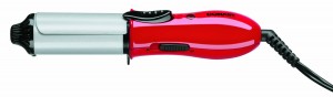 a red and black hair curler