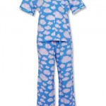 a blue pajamas with clouds on it