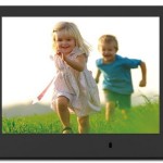 a tablet with a picture of a couple of children running