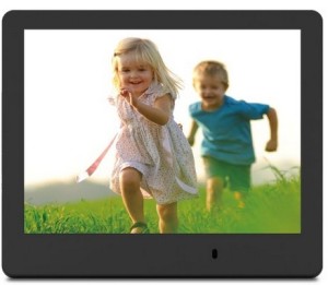 a tablet with a picture of a couple of children running