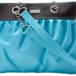 a blue and black purse