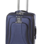 a blue suitcase with handle