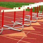 a group of hurdles on a track
