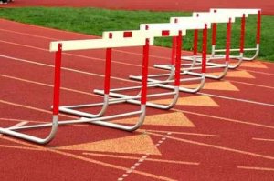 a group of hurdles on a track
