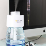 a water bottle with a white cap