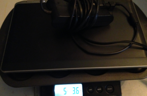 weighing laptop