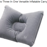 a grey pillow with a hole in the center