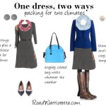 a woman's outfit with different types of clothing