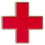 a red cross with gold trim