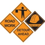 a group of road signs