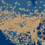 a map of planes flying over the ocean