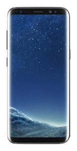 a cell phone with a blue sky and stars