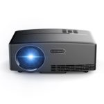 a black projector with a blue light