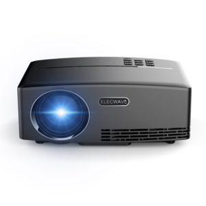 a black projector with a blue light