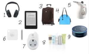a collage of items for a travel
