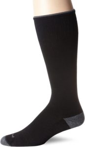 a black sock with grey sole