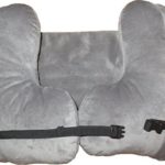 a grey pillow with a strap